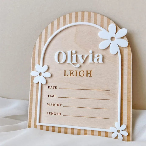 Daisy Custom Name Hospital Announcement Signs Daisy Flower Baby Announcement