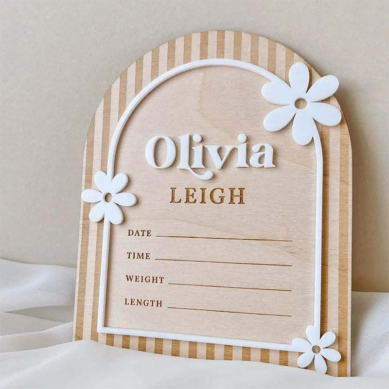 Daisy Custom Name Hospital Announcement Signs Daisy Flower Baby Announcement