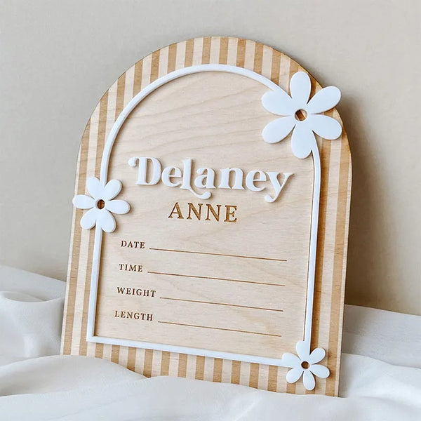 Daisy Custom Name Hospital Announcement Signs Daisy Flower Baby Announcement